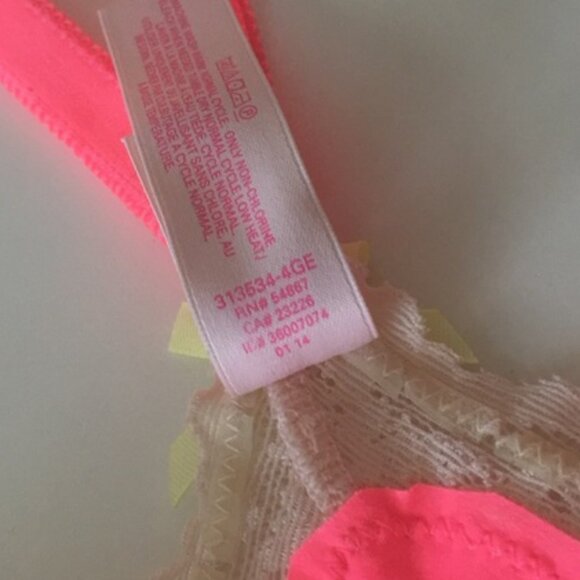 Victoria's Secret Bralette Neon Pink Crossback Lace Trim - Picture 11 of 15